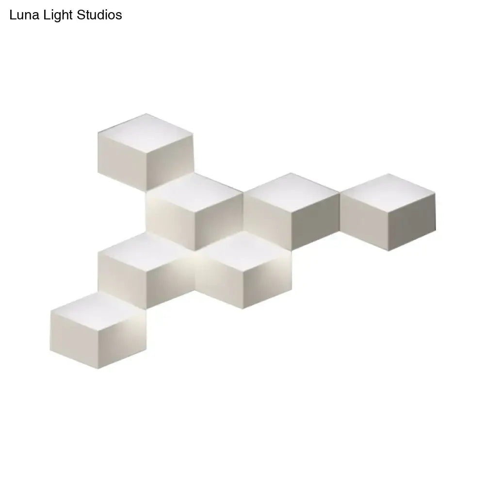 Minimalist white metallic geometric wall mount light for corridor