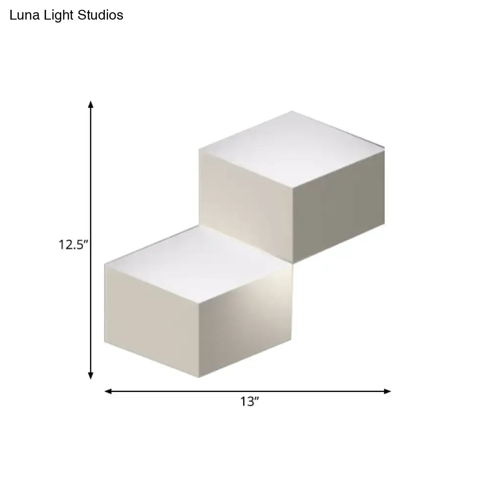 Minimalist white metallic geometric wall mount light for corridor