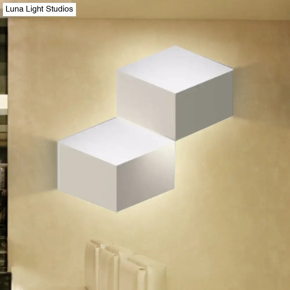 Minimalist white metallic geometric wall mount light for corridor