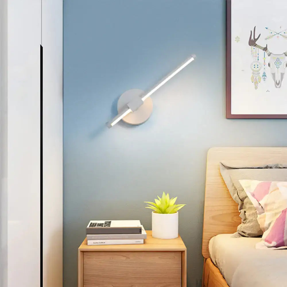 Minimalist white metallic led wall sconce bedroom wall mount lighting