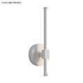 Minimalist white metallic led wall sconce with sleek vertical rod and square accent for bedroom wall mount lighting