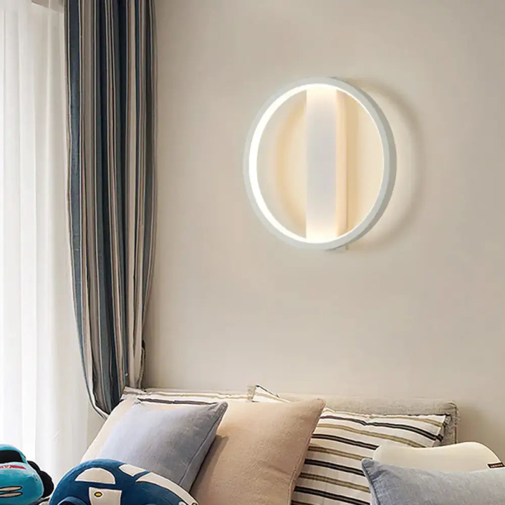 Minimalist white round square led wall sconce bedroom light