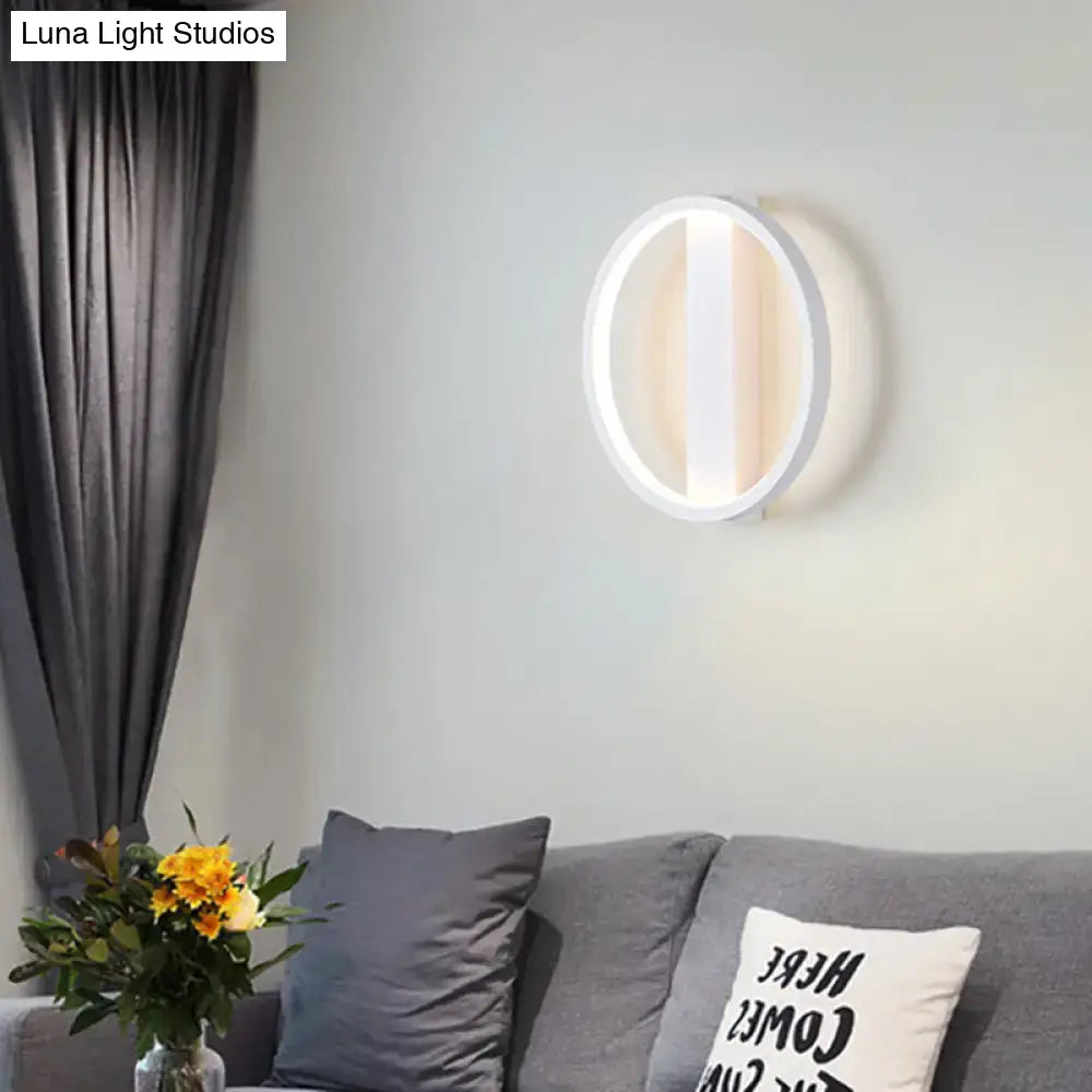Minimalist white round square led wall sconce bedroom light