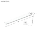 Minimalist white stainless steel led wall light with sleek 28-inch strip light and integrated power cord for simplicity