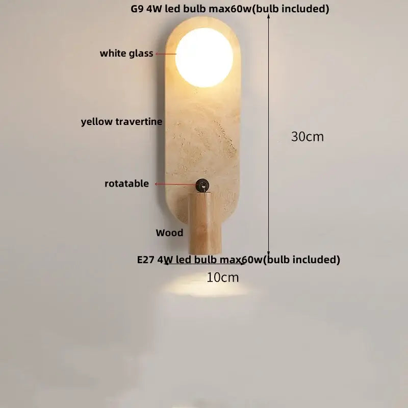 Minimalist wood and beige canopy led wall light bedroom sconce