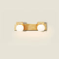 Minimalist wood and white glass 2 light vanity sconce with frosted globe shades compatible with led incandescent fluorescent 220v-240v