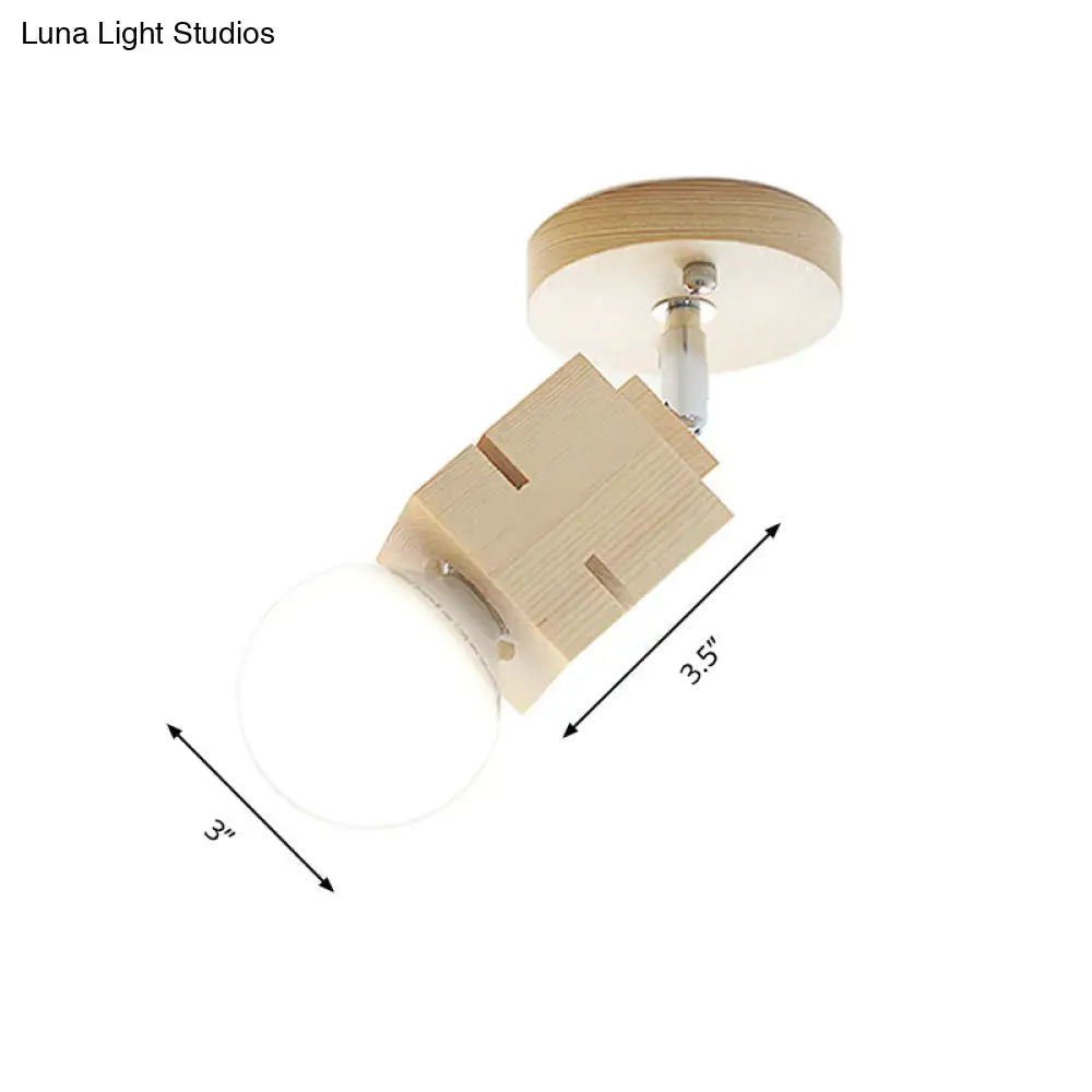 Minimalist wood bare bulb wall lamp bedroom led light 110v-240v