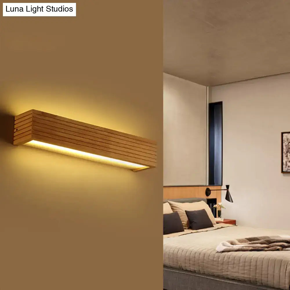 Minimalist wood led wall sconce with acrylic shade bathroom light