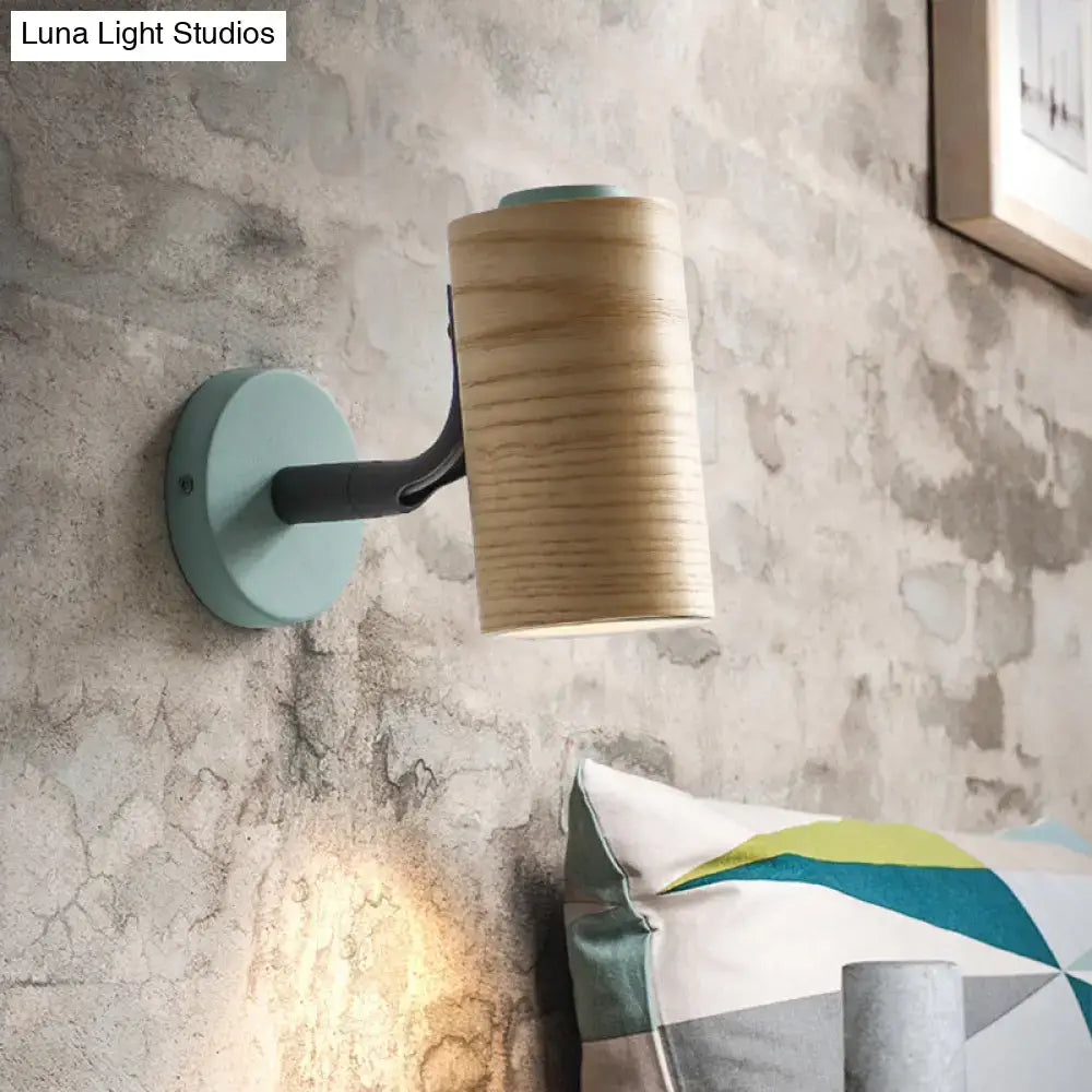 Minimalist wood wall light fixture with shelf for bathroom