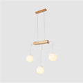 Minimalist wooden hanging lamp decorbites nordic bubble shade island with two wooden bars and three frosted globe bulbs