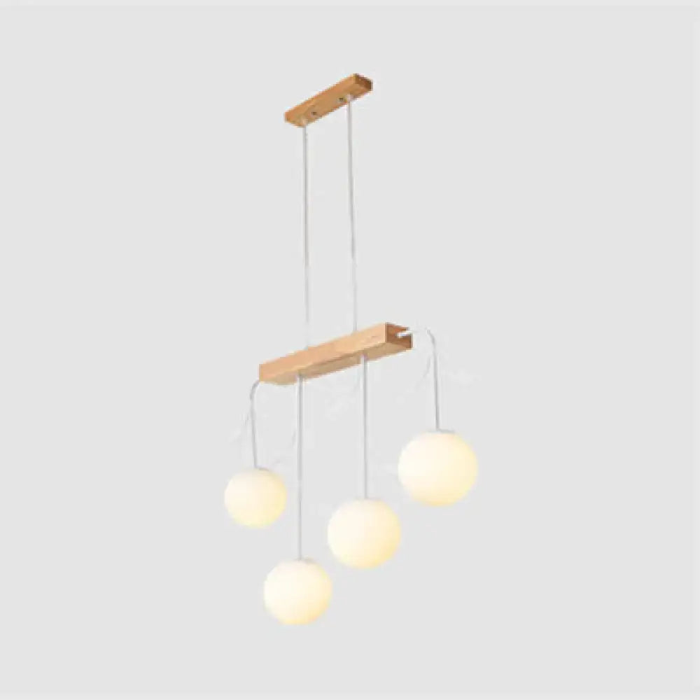 Minimalist wooden hanging lamp – dining room glass globe pendant