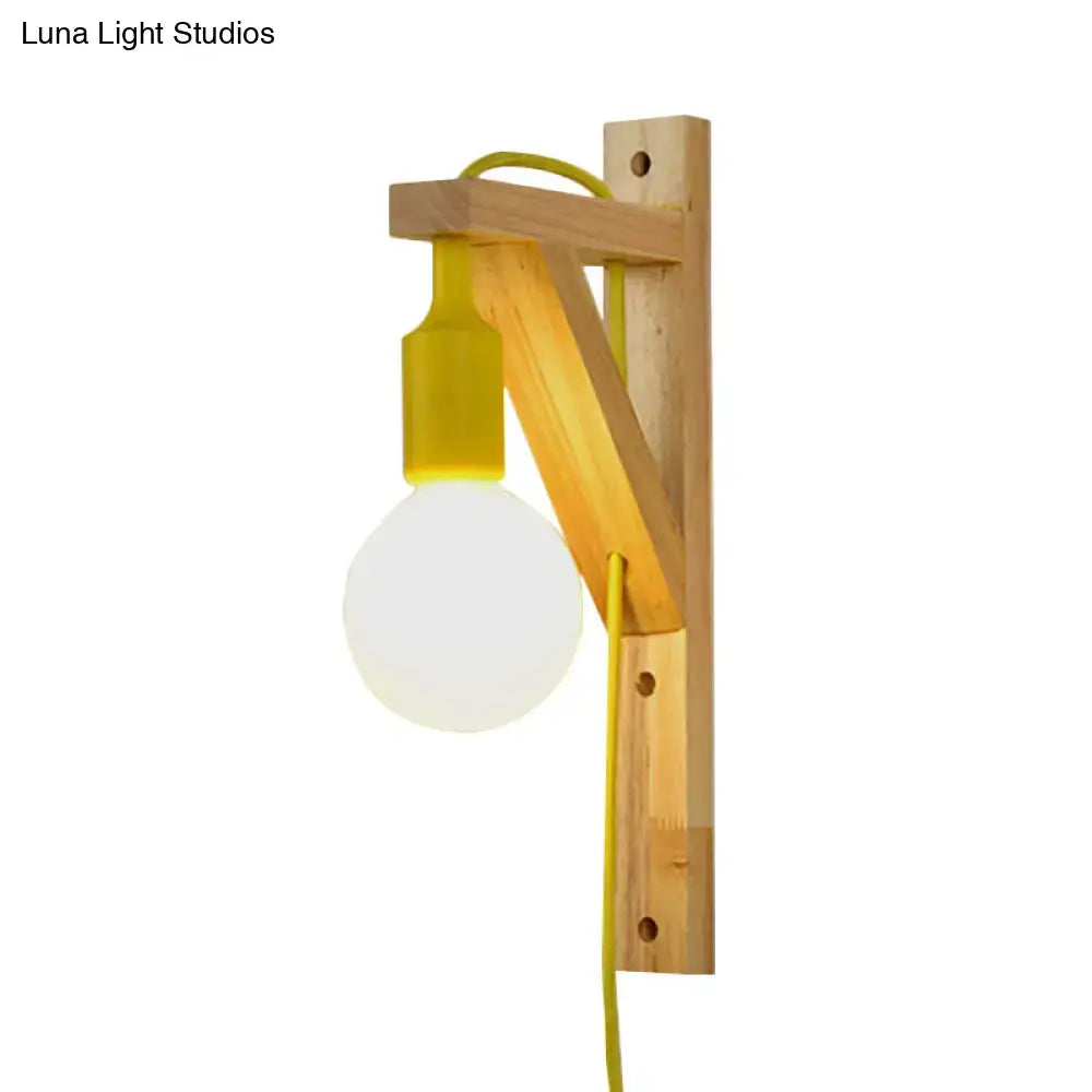 Minimalist wooden wall sconce with e26 e27 base – bedroom lamp