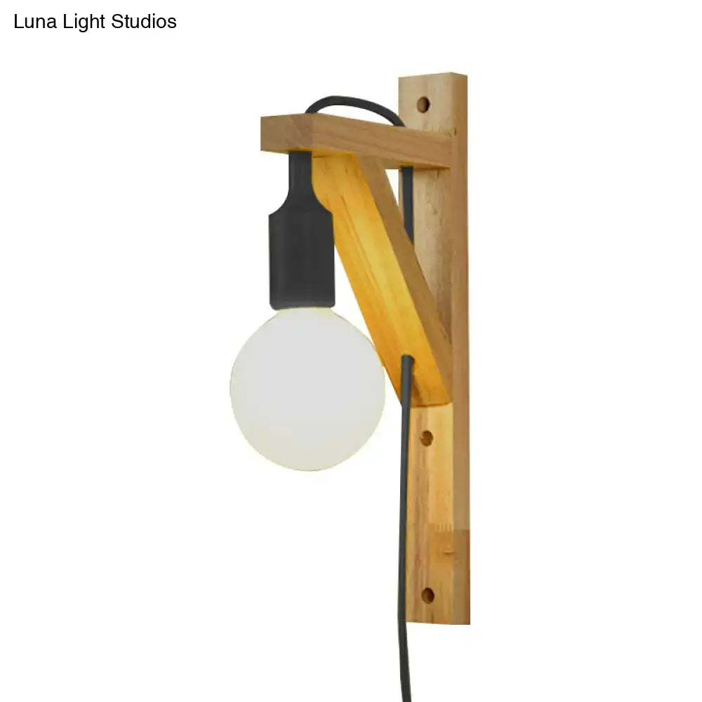 Minimalist wooden wall sconce with e26 e27 base – bedroom lamp