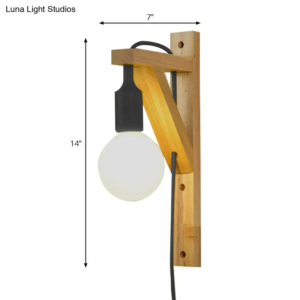 Minimalist wooden wall sconce with e26 e27 base – bedroom lamp
