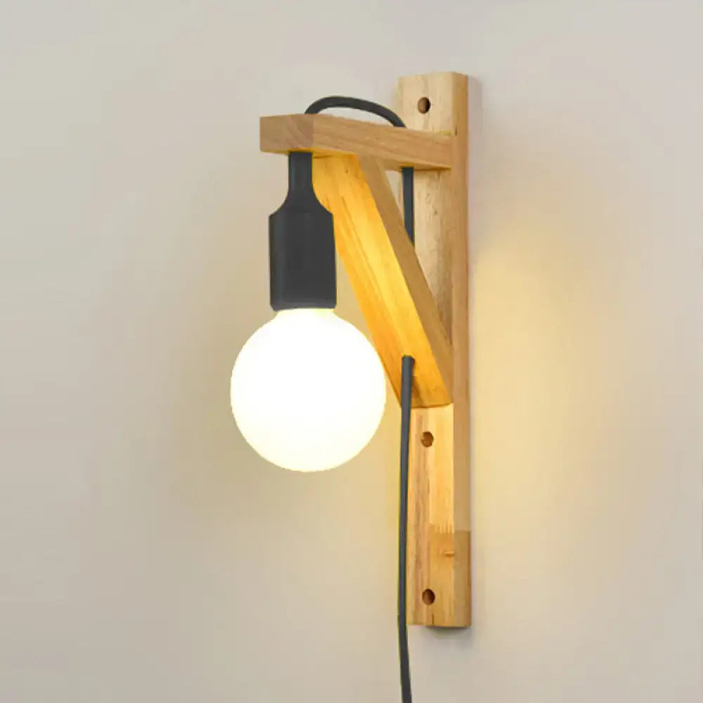 Minimalist wooden wall sconce with e26 e27 base – bedroom lamp