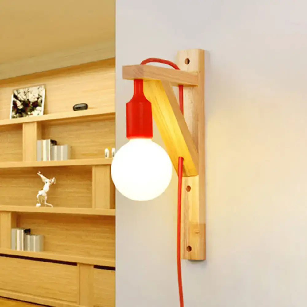Minimalist wooden wall sconce with e26 e27 base – bedroom lamp