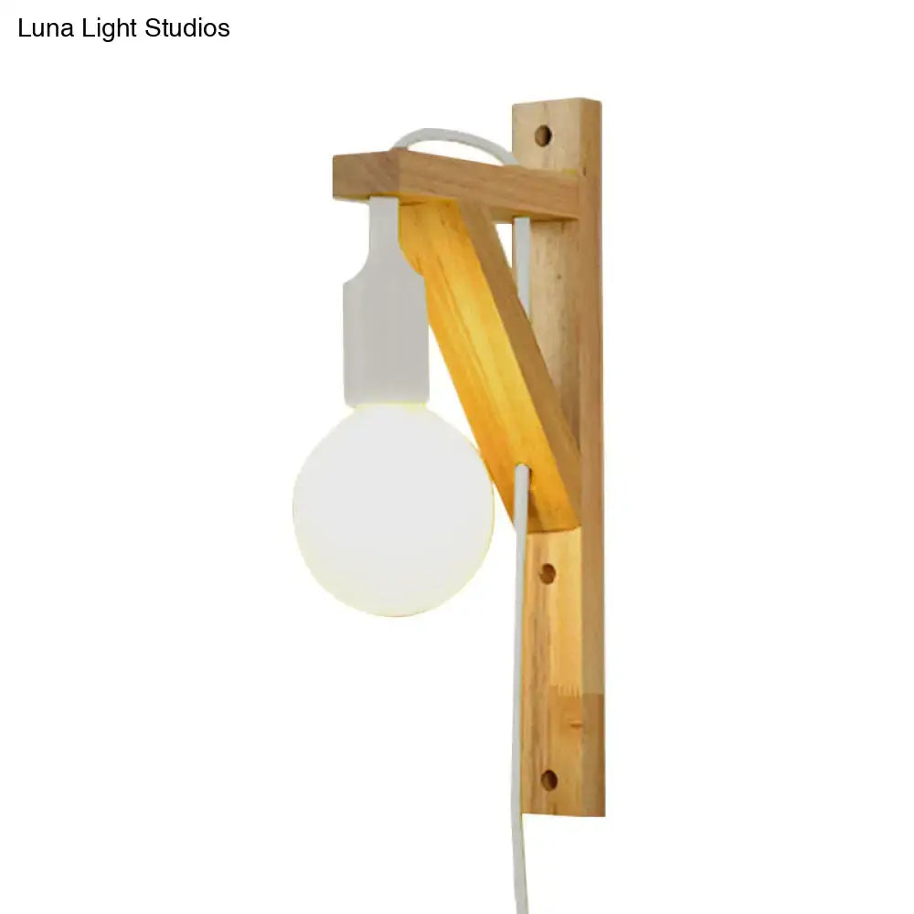 Minimalist wooden wall sconce with e26 e27 base – bedroom lamp