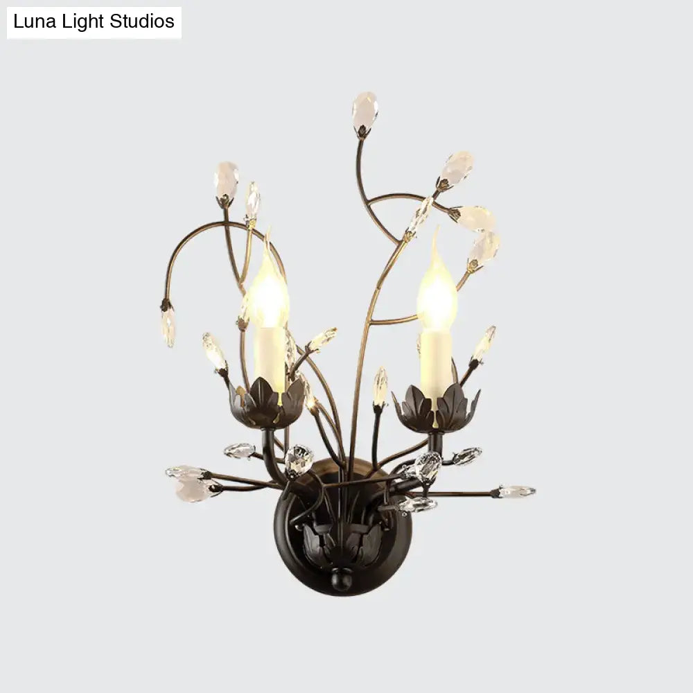 Minimalistic black crystal sconce lamp dining room wall light