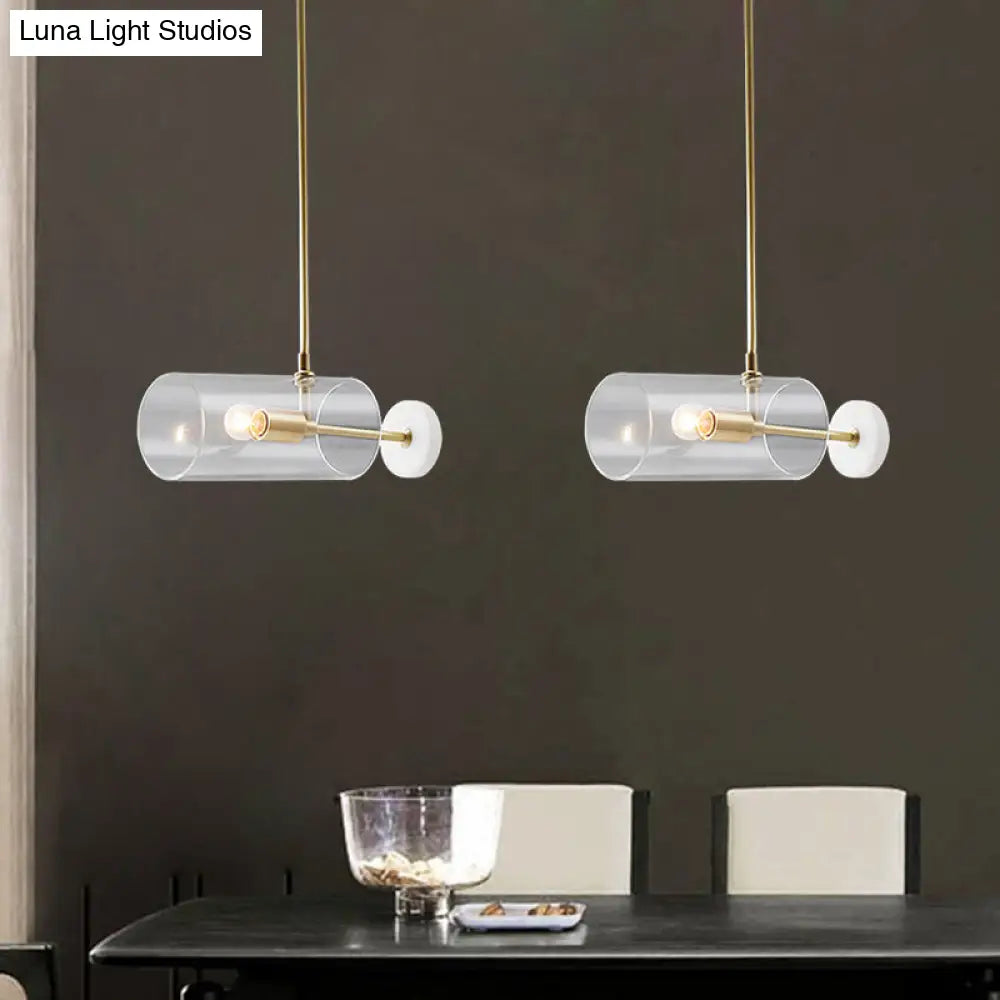 DecorBites™ Minimalistic Brass Pendant Light with Translucent Glass Shade for Dining Table
