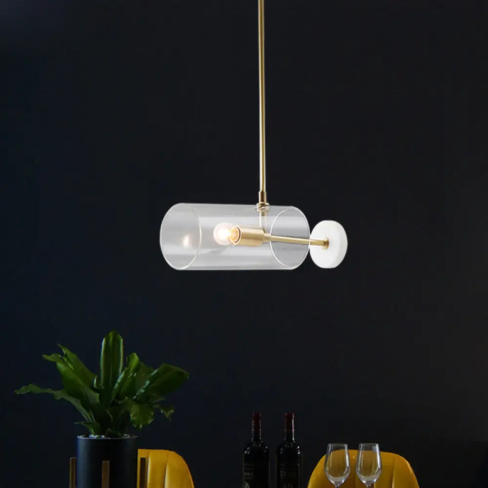 DecorBites™ Minimalistic Brass Pendant Light with Translucent Glass Shade for Dining Table