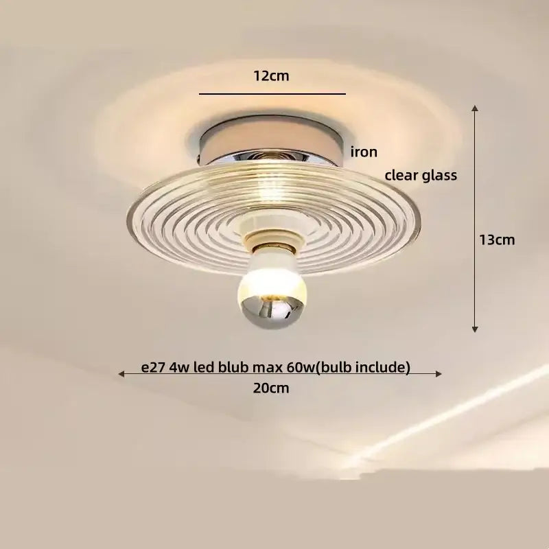 Mint green blue flower glass ceiling light bedroom flush mount