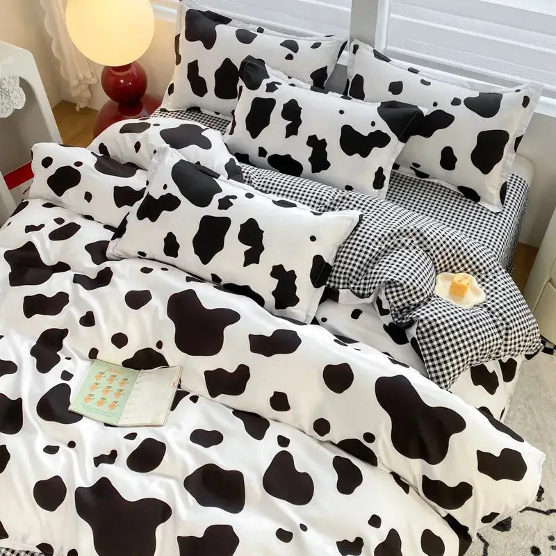 Mint green & white ginkgo leaf cartoon print bedding set bedroom