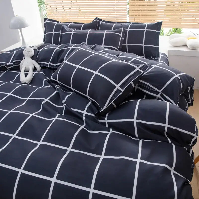 Mint green & white ginkgo leaf cartoon print bedding set bedroom