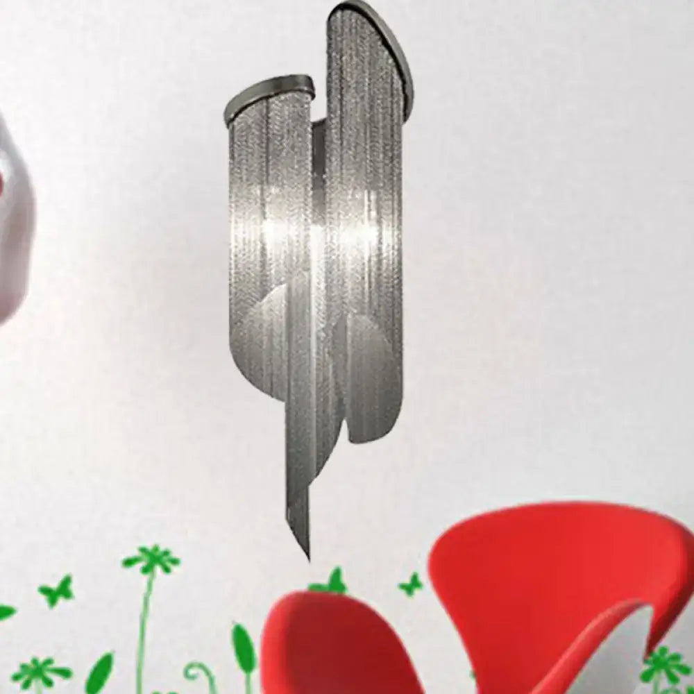 Modern abstract silver wall light with tassel aluminum shade living room