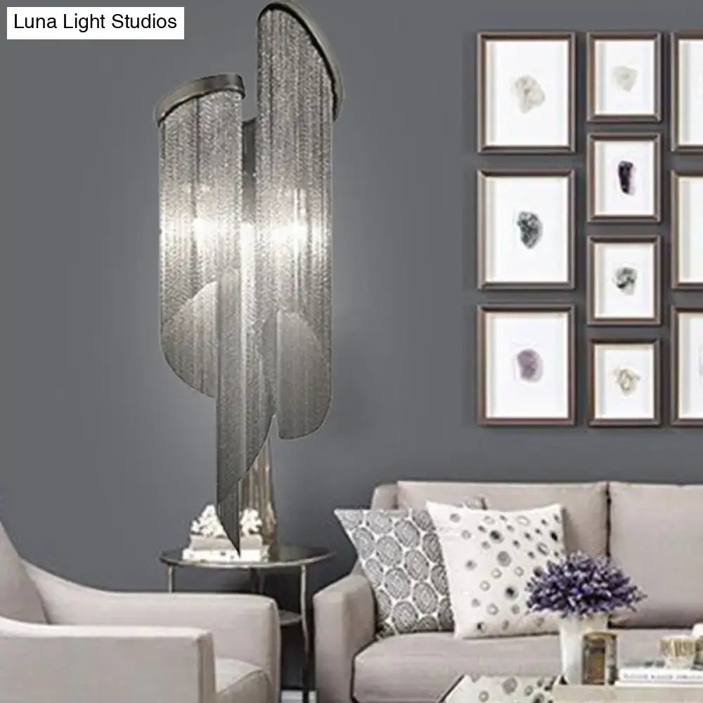 Modern abstract silver wall light with tassel aluminum shade living room
