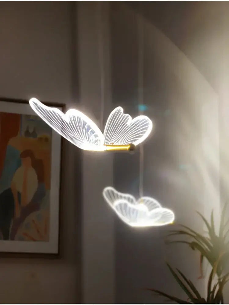 Modern acrylic butterfly led chandelier for bedroom pendant lighting