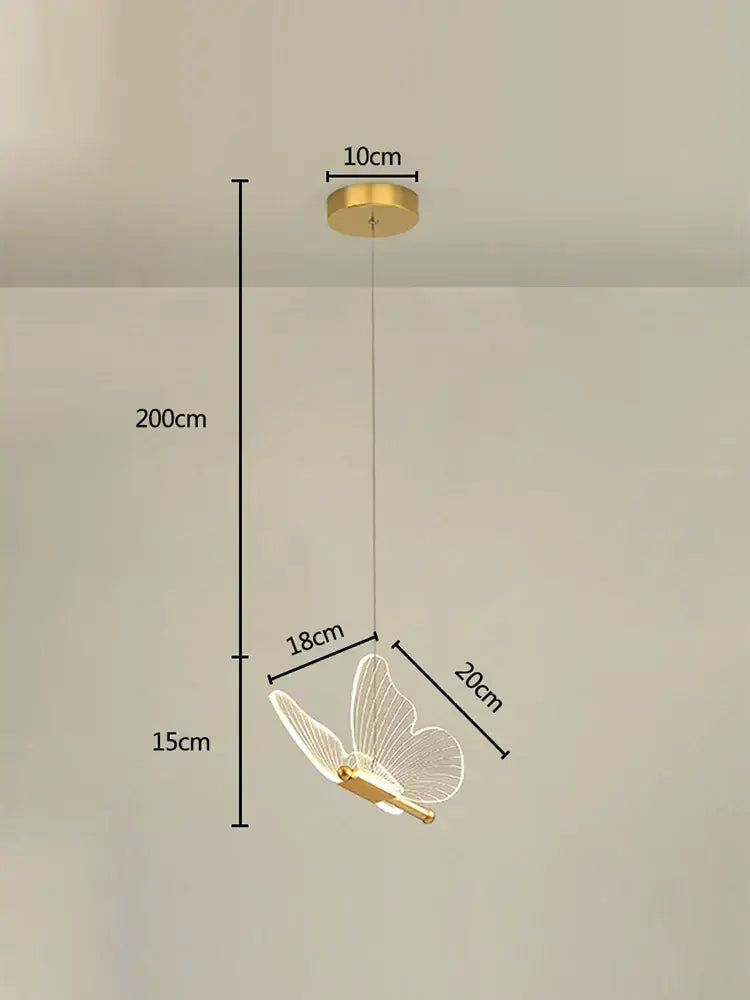 Modern acrylic butterfly led chandelier for bedroom pendant lighting