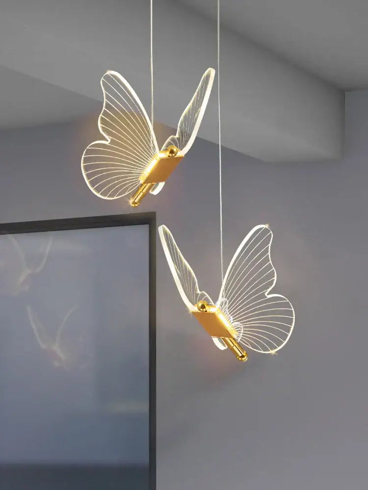 Modern acrylic butterfly led chandelier for bedroom pendant lighting