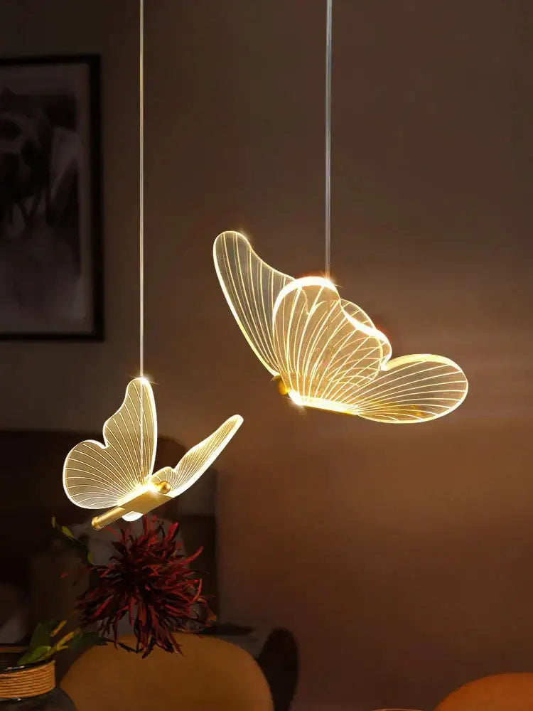 Modern acrylic butterfly led chandelier for bedroom pendant lighting
