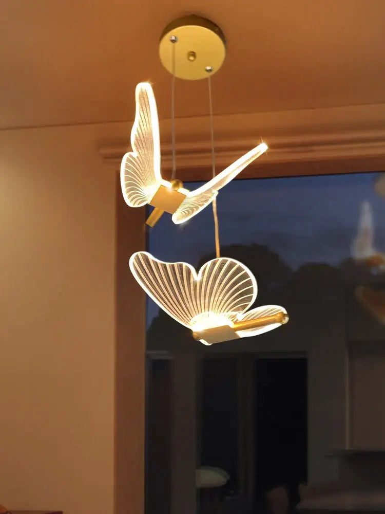 Modern acrylic butterfly led chandelier for bedroom pendant lighting