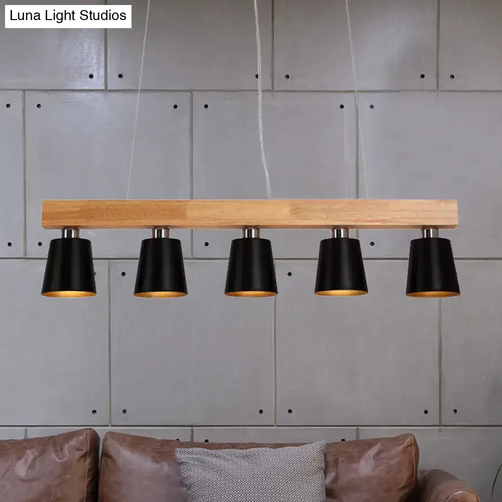 Modern adjustable cone pendant lamp bedroom wood island light