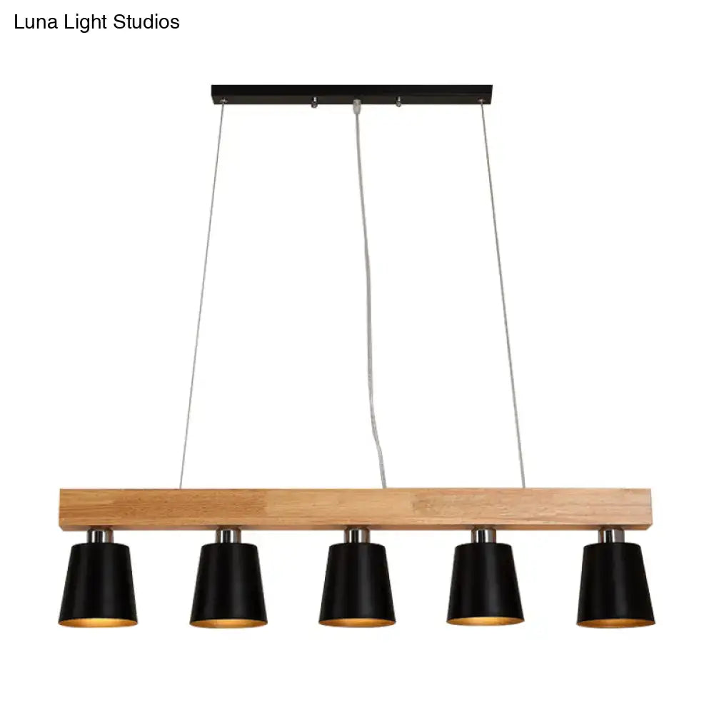 Modern adjustable cone pendant lamp bedroom wood island light