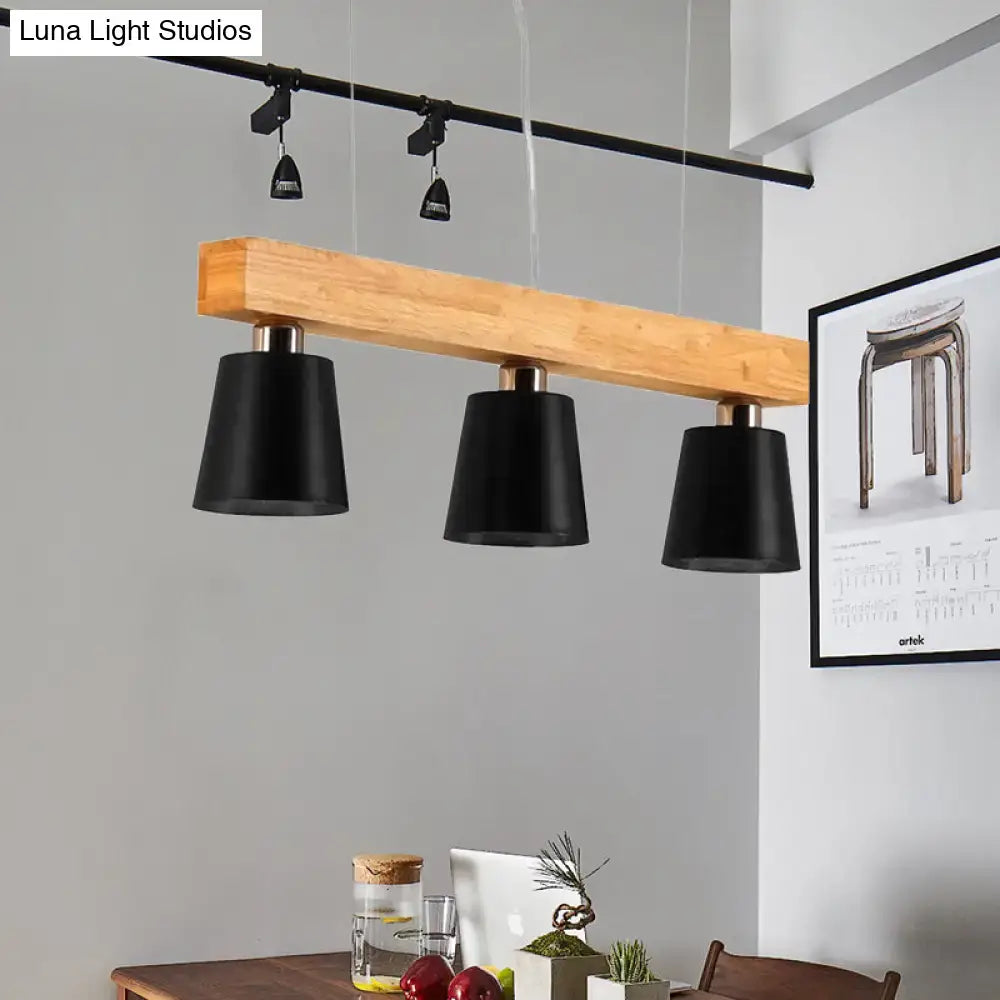 Modern adjustable cone pendant lamp bedroom wood island light