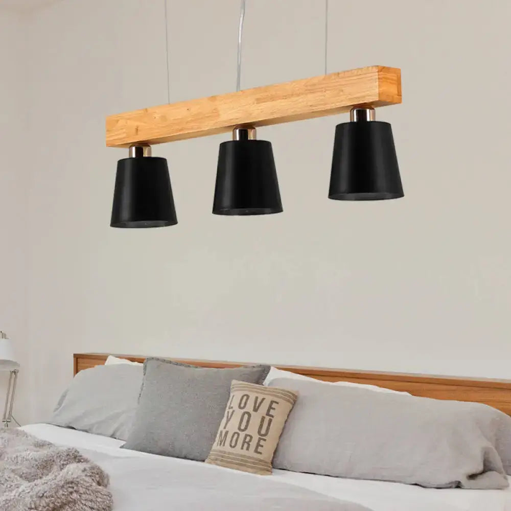Modern adjustable cone pendant lamp bedroom wood island light