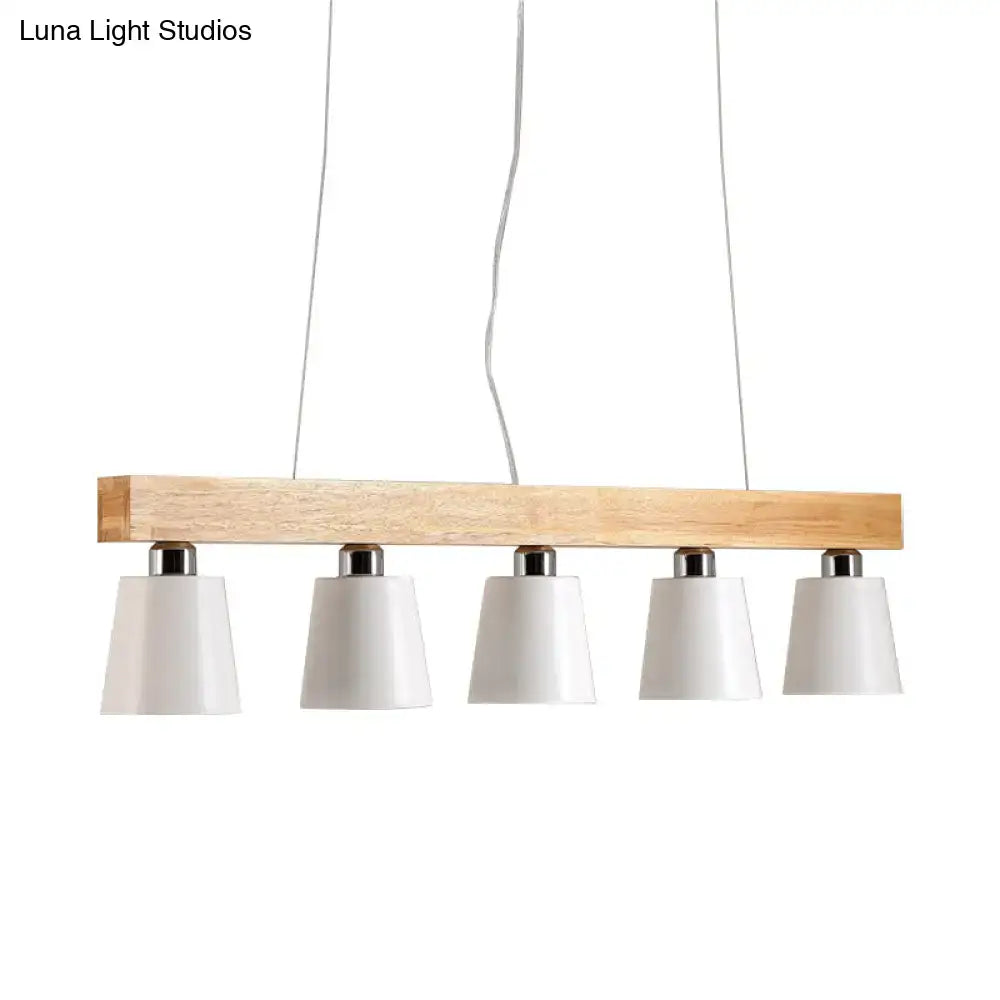 Modern adjustable cone pendant lamp bedroom wood island light