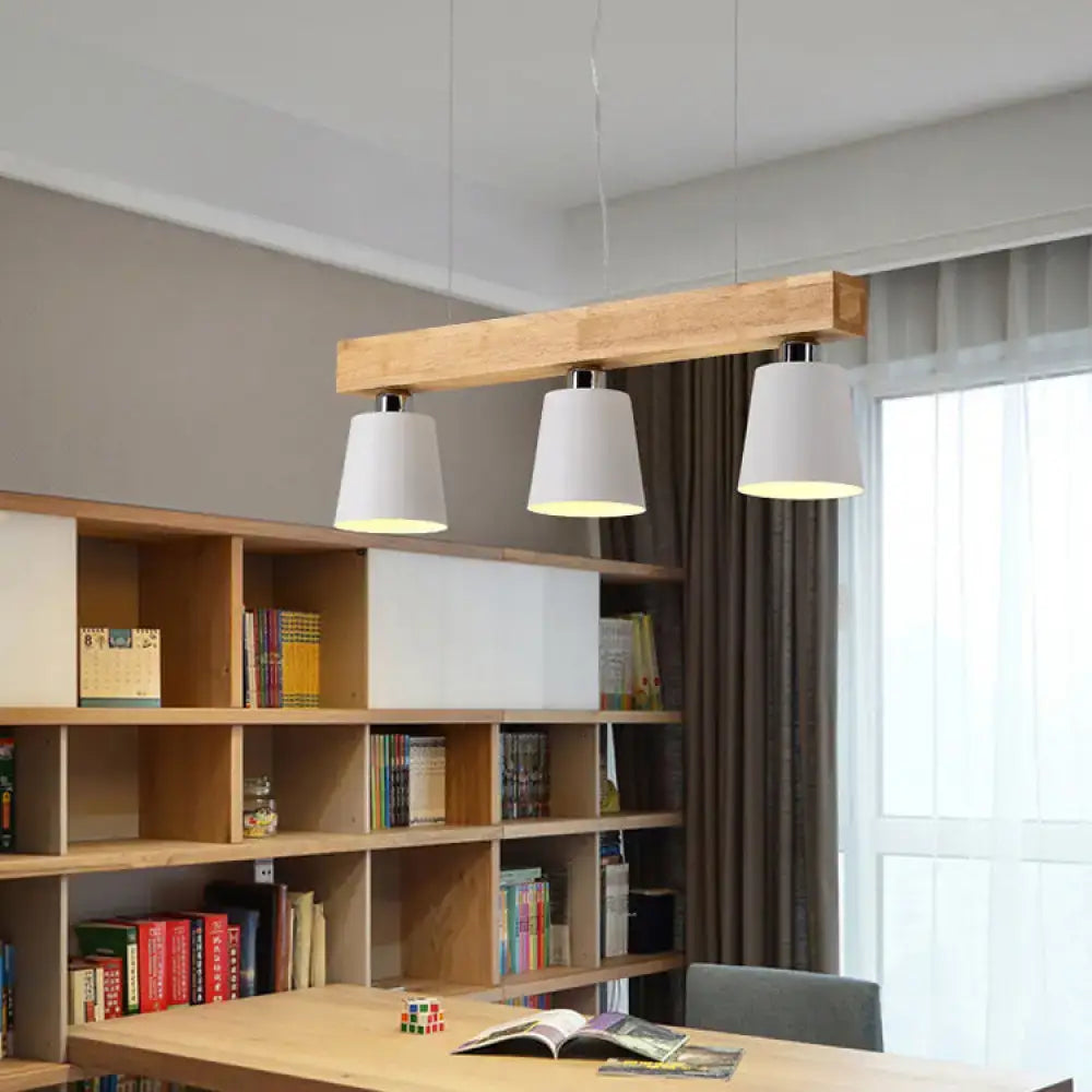 Modern adjustable cone pendant lamp bedroom wood island light