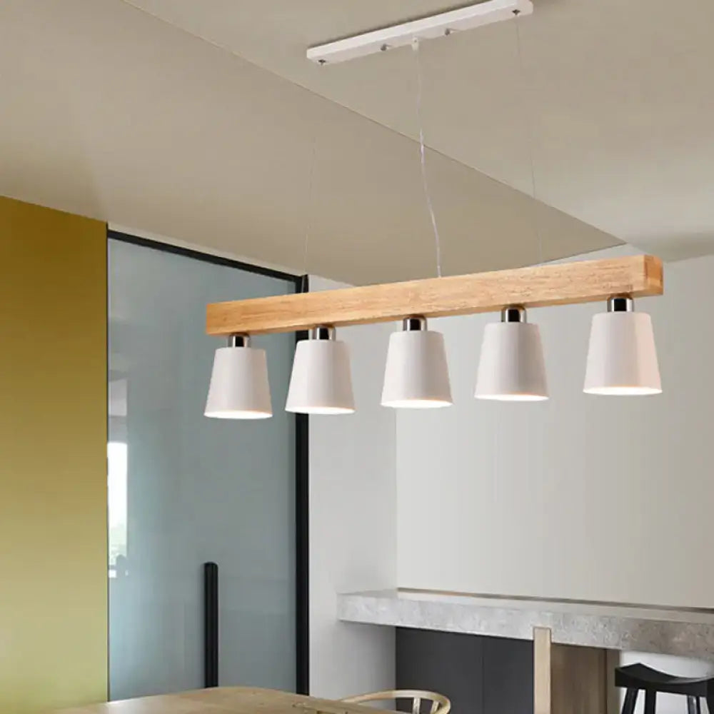 Modern adjustable cone pendant lamp bedroom wood island light