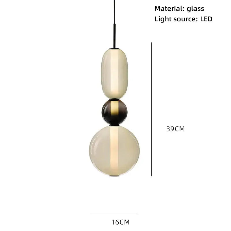 Modern amber and cream colorful glass ball pendant lights dining room
