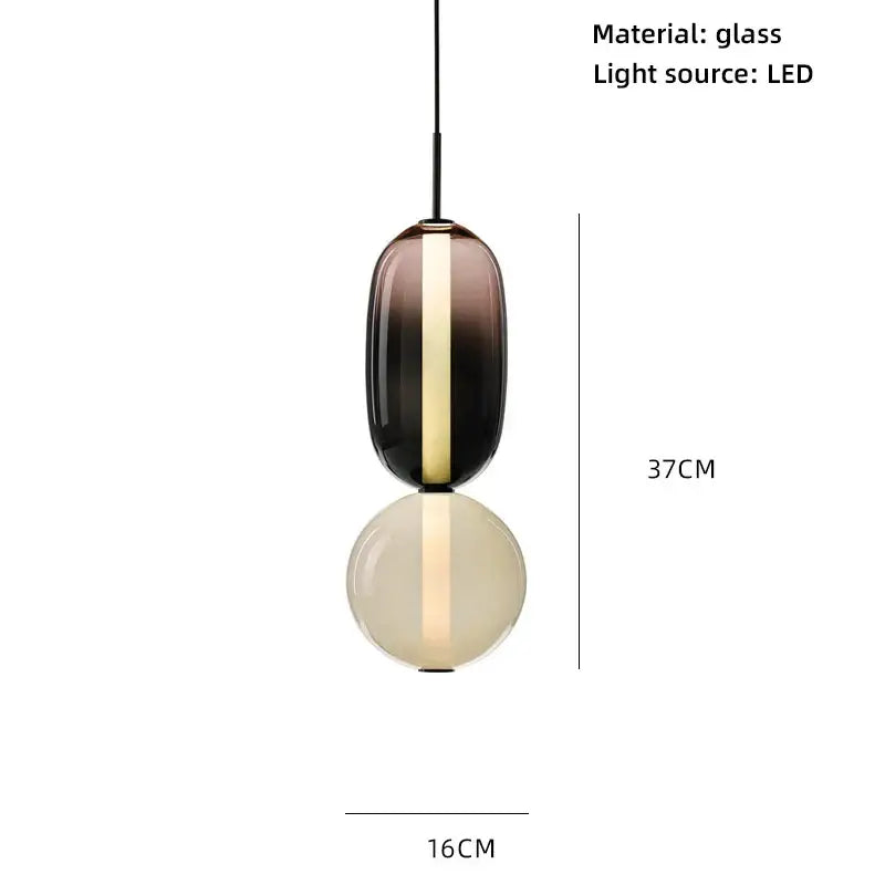 Modern amber and cream colorful glass ball pendant lights dining room