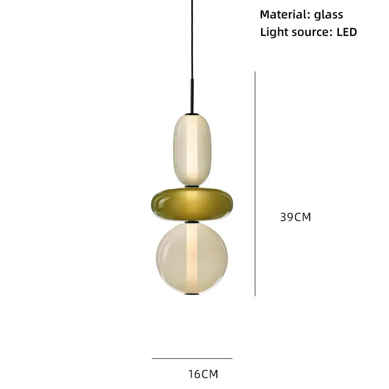 Modern amber and cream colorful glass ball pendant lights dining room