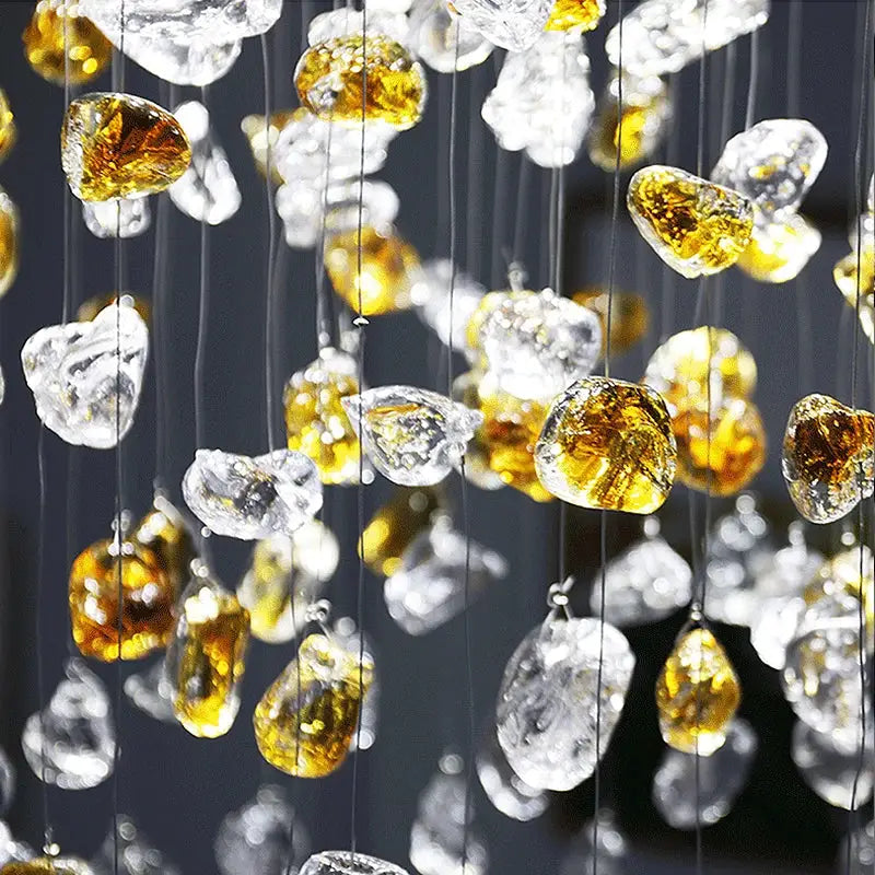 Modern amber and gold colorful crystal stone chandelier dining room