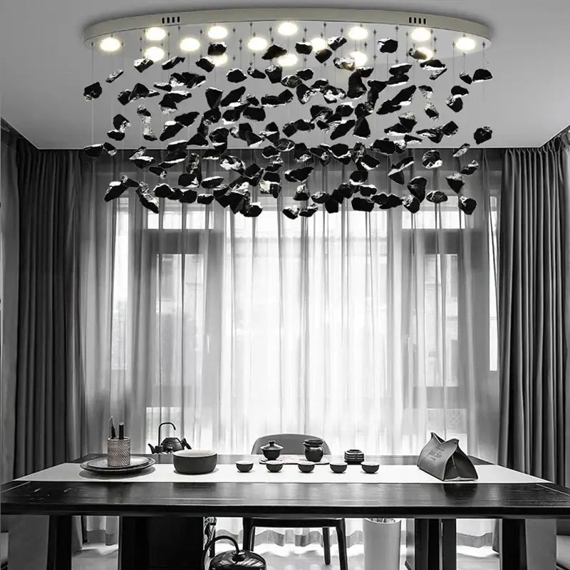 Modern amber and gold colorful crystal stone chandelier dining room