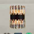 Modern amber & clear crystal wall sconce bedroom direct wired light