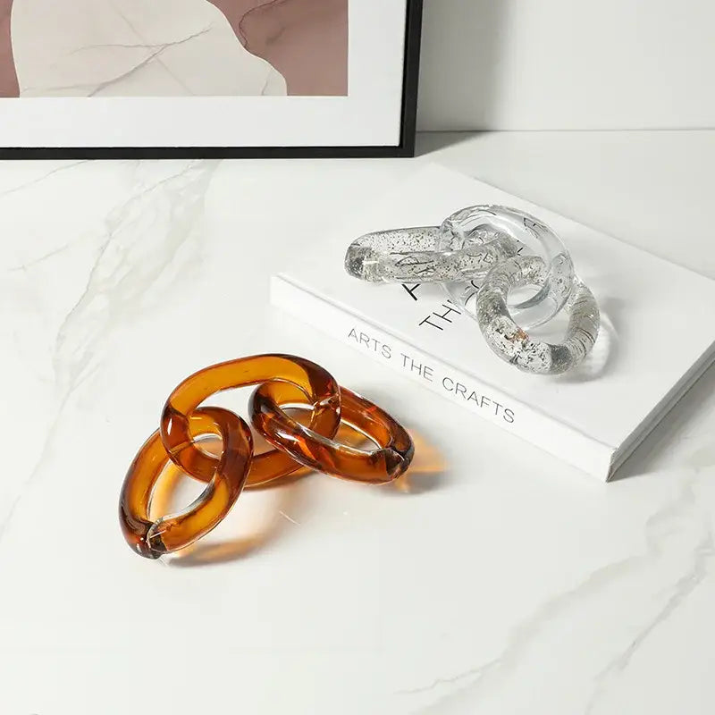 Modern amber colorful geometric ring decor living room glass chain