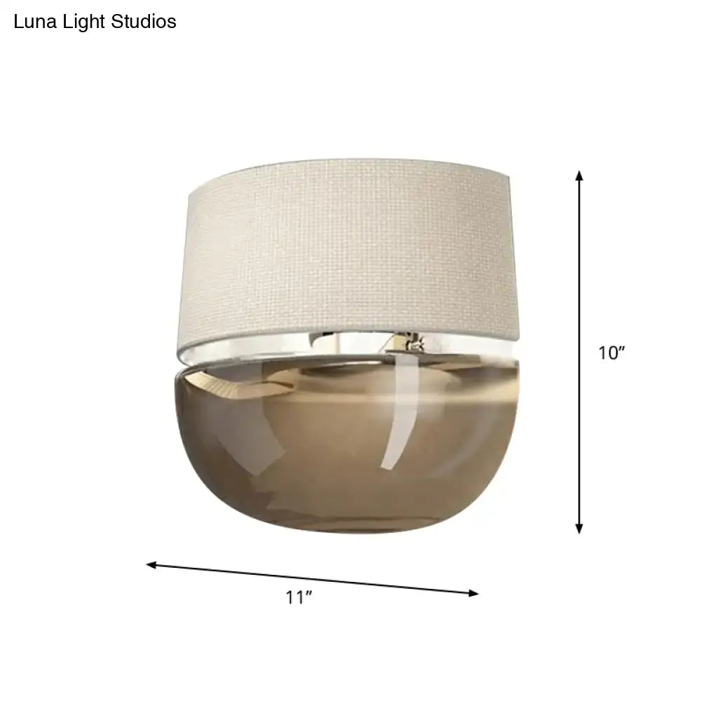 Modern arched beige & amber wall sconce bedroom tan glass light