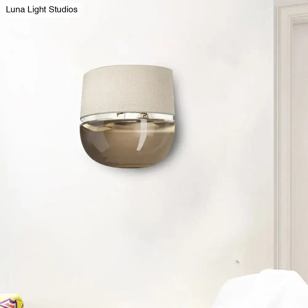 Modern arched beige & amber wall sconce bedroom tan glass light
